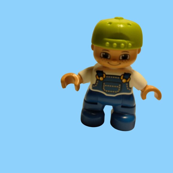 Lego Duplo Blue Boy Bib Green Baseball Cap Child Movable arms legs Hat toy - Picture 4 of 11